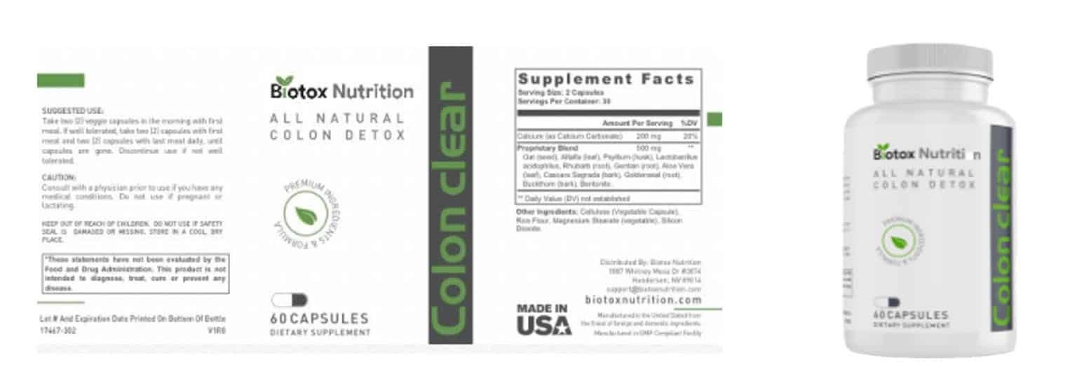 Biotox Gold Supplement Facts